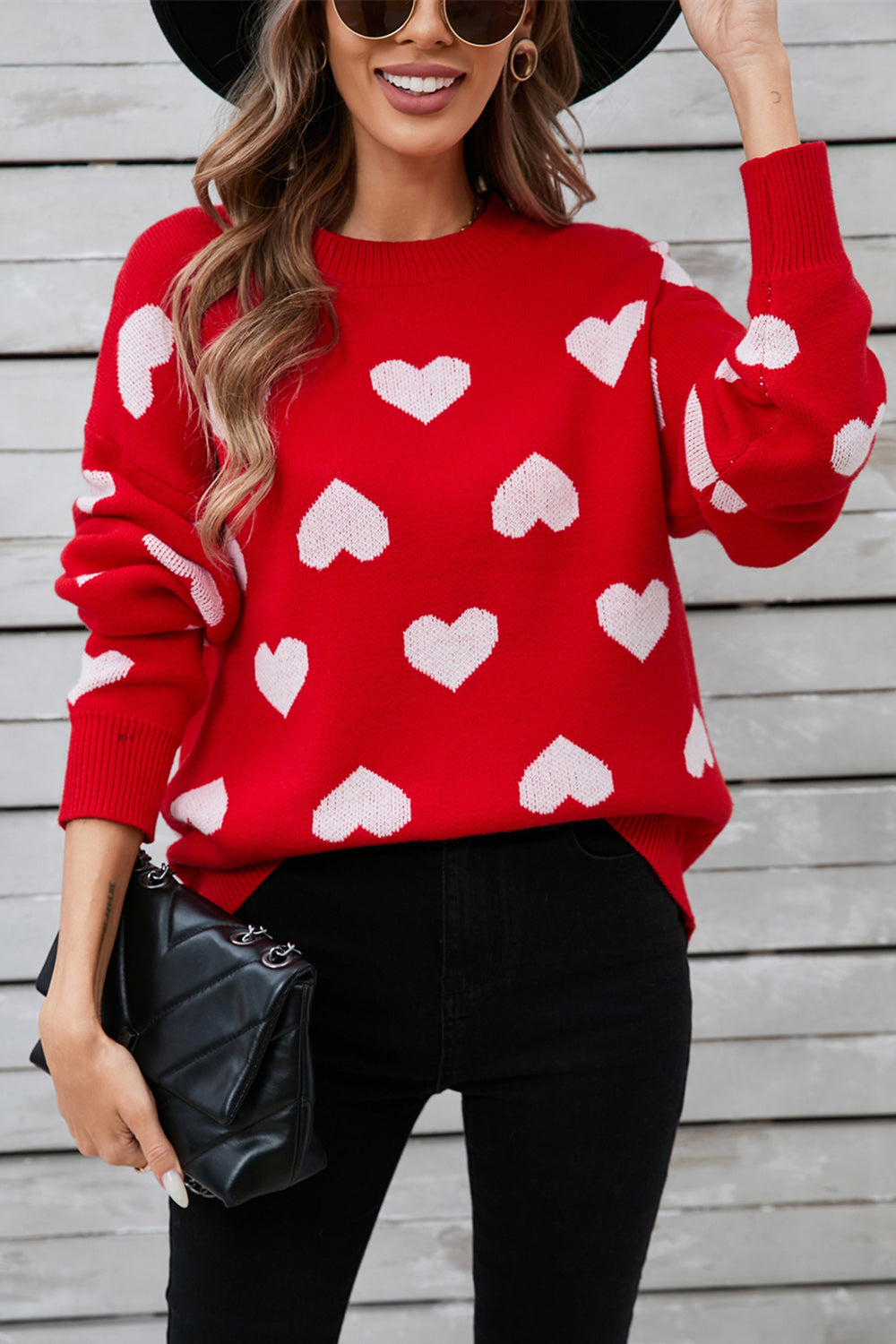 Angel Wings Heart Round Neck Long Sleeve Sweater