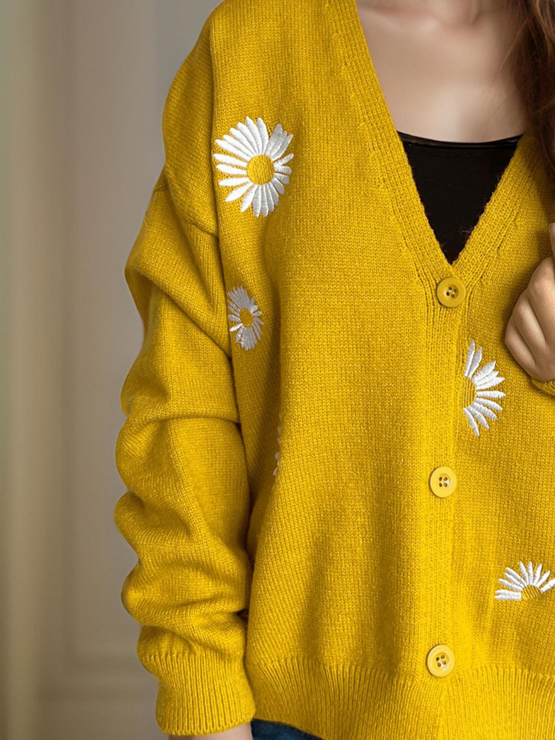 Daisy Button Up V-Neck Cardigan