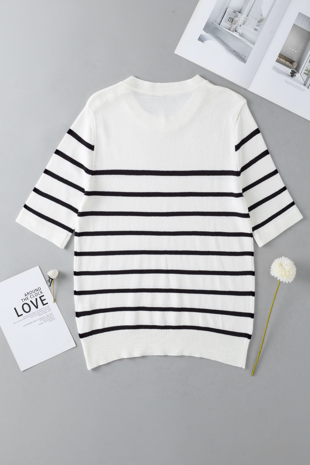 Round Neck Half Sleeve Knit Top