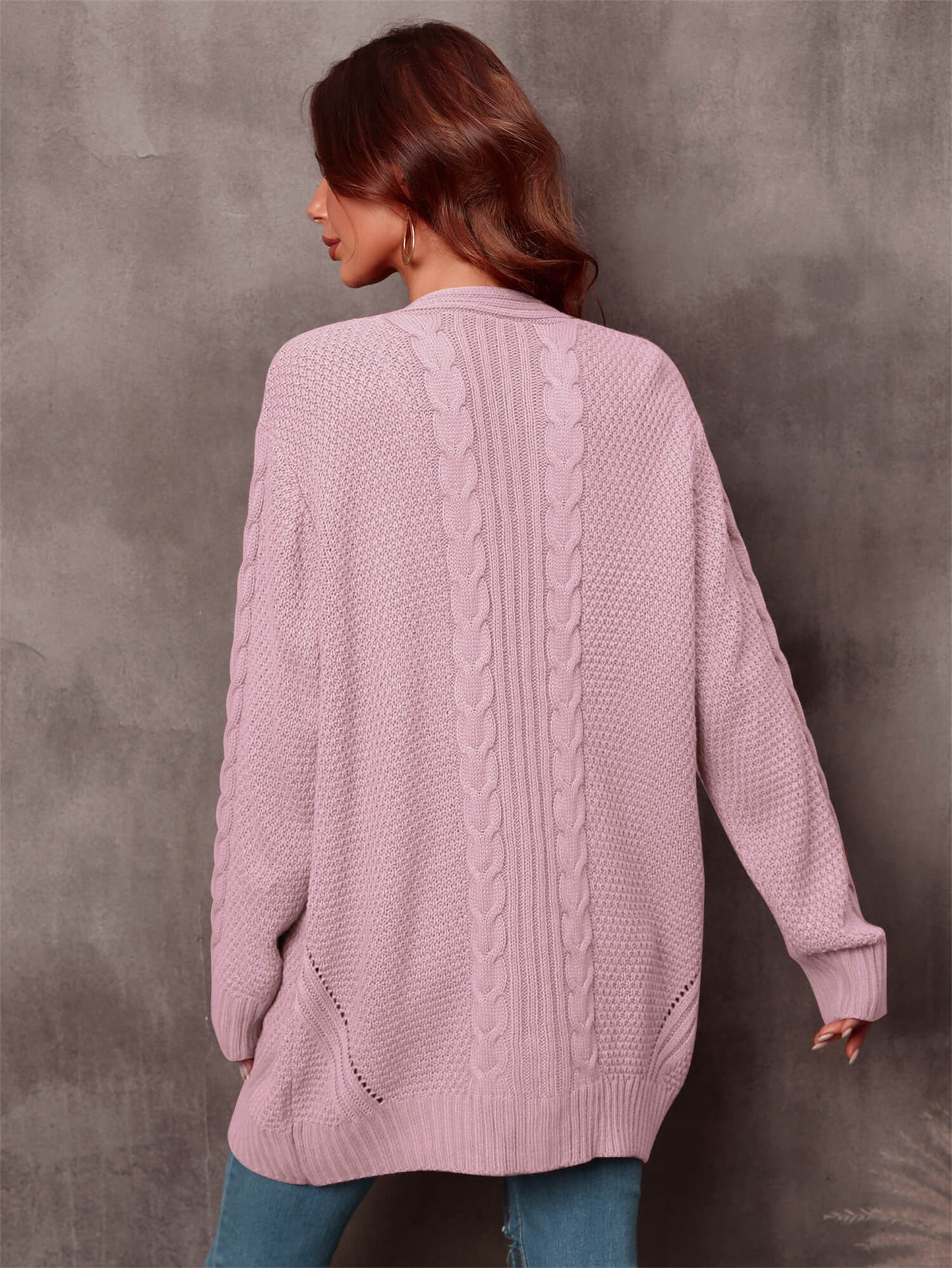 Warm Fall Mixed Knit Open Front Longline Cardigan