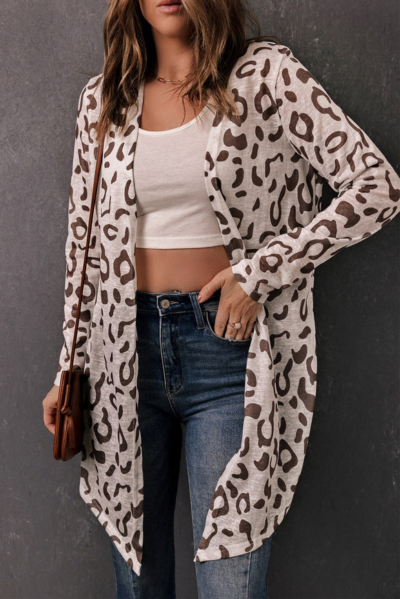 Leopard Long-Sleeve Open Front Cardigan
