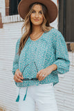 Ditsy Floral Tassel Tie High-Low Blouse