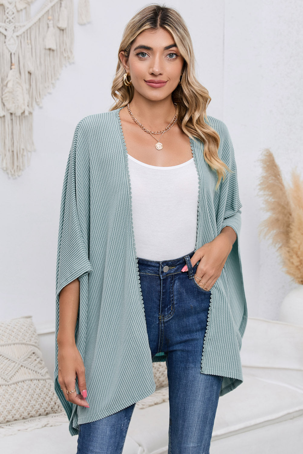 Open Front Dolman Sleeve Cardigan