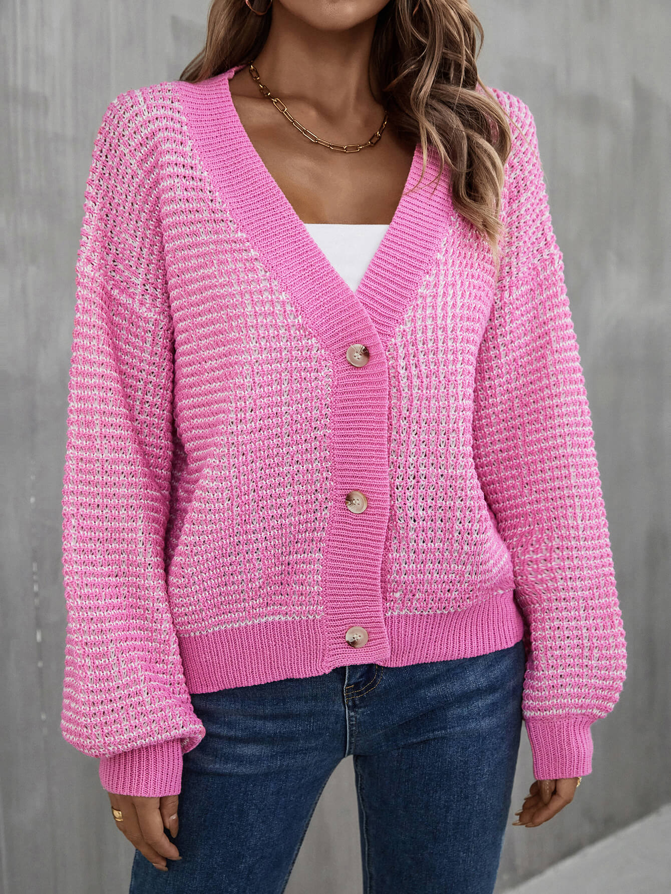 Heathered Lantern Sleeve Cardigan