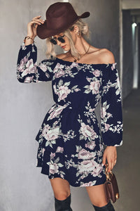 Floral Off-Shoulder Layered Mini Dress