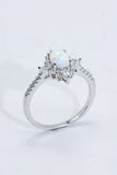 Platinum-Plated Opal and Zircon Ring