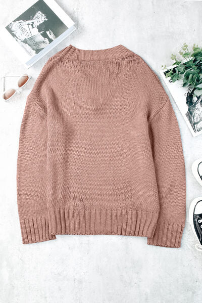 V-Neck Dropped Shoulder Sweater