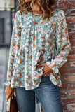 Floral Flounce Sleeve Tiered Blouse