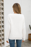 Dropped Shoulder Round Neck Fuzzy Sweater