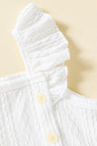 Baby Girl Decorative Button Ruffle Shoulder Textured Dress