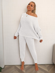 Dolman Sleeve Sweater and Knit Pants Set