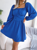 Tied Square Neck Balloon Sleeve Dress