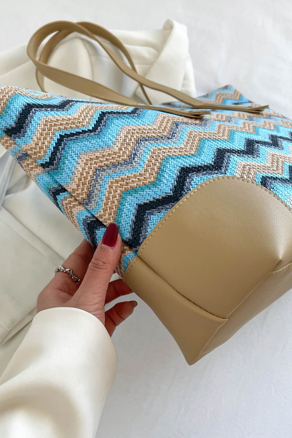 Chevron Straw Tote Bag