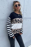 Mixed Print Color Block Knitted Pullover