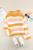 Striped Dropped Shoulder Knitted Pullover Sweater