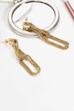 Gold-Plated D-Shaped Drop Earrings