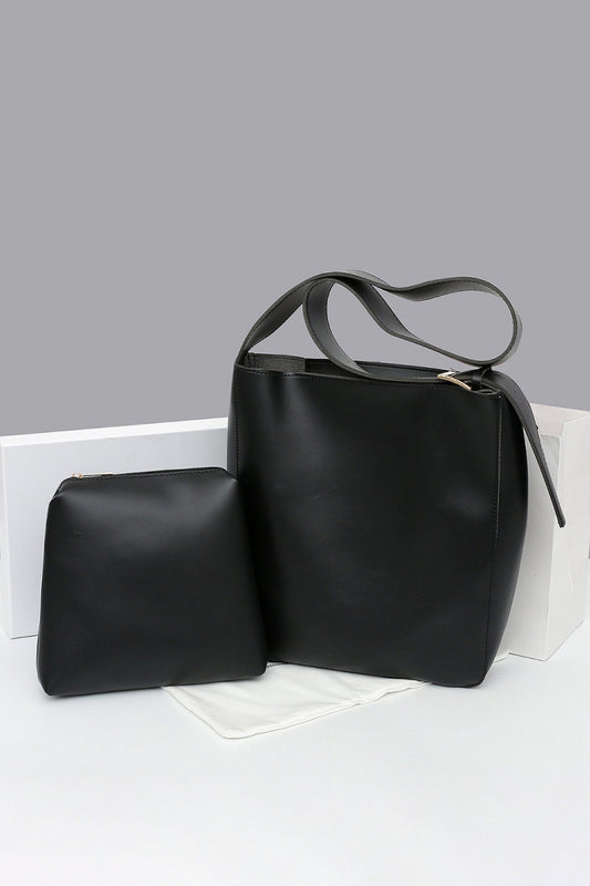 2-Piece PU Leather Tote Bag Set