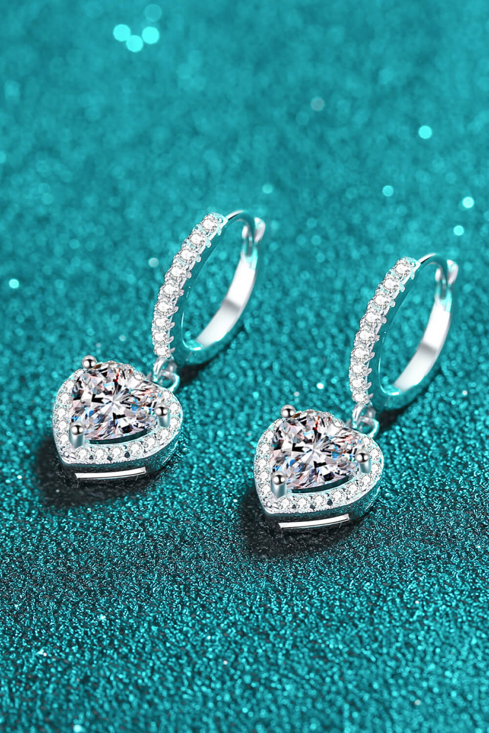 2 Carat Moissanite Heart-Shaped Drop Earrings